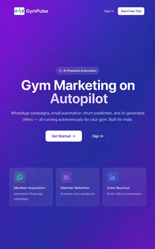 GYM-PULSE – gym marketing automation landing page